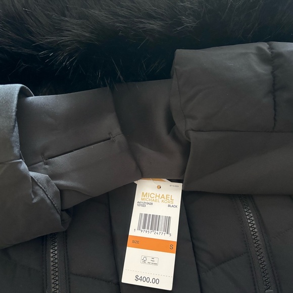 Michael Kors 💅❄️ Black Maxi Long Fur Winter Snow Puffer Coat MK Jacket NEW $400 - Picture 11 of 16